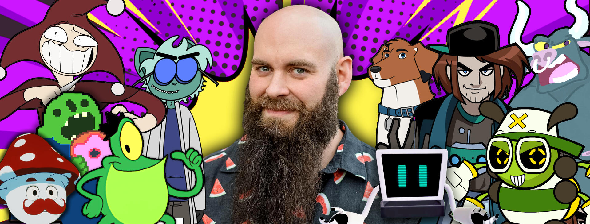 Mike Delamorte – Professional Voice Actor Voice actor Mike Delamorte with characters from his voice acting work