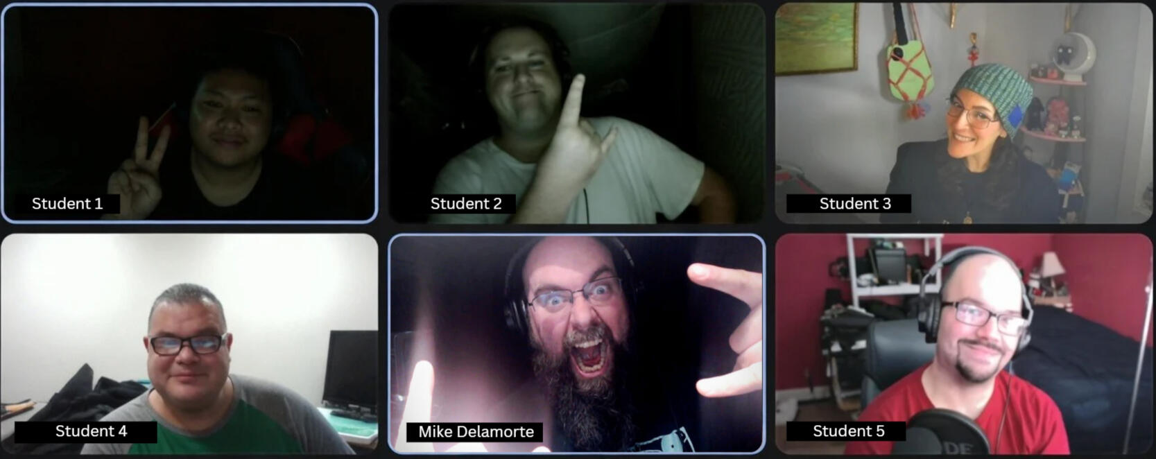 Mike Delamorte Virtual Voice Acting Class Mike Delamorte teaching a virtual voice acting class online